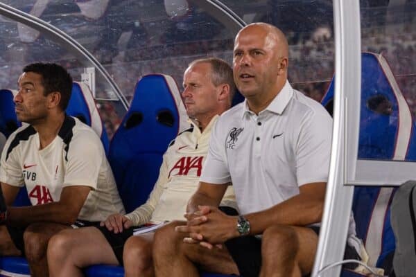 YOKOHAMA, JAPAN - Wednesday, July 30, 2025: Liverpool's head coach Arne Slot during the Meiji Yasuda J.League World Challenge 2025 match between Yokohama F. Marinos and Liverpool FC at the International Stadium Yokohama. (Photo by David Rawcliffe/Propaganda)