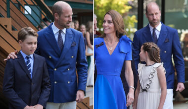 Prince William wearing crisp white Wimbledon pants
