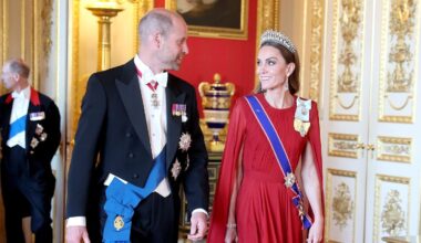Prince William, Prince of Wales and Catherine, Princess of Wales attend the State Banquet at Windsor Castle on July 08, 2025 in Windsor, England