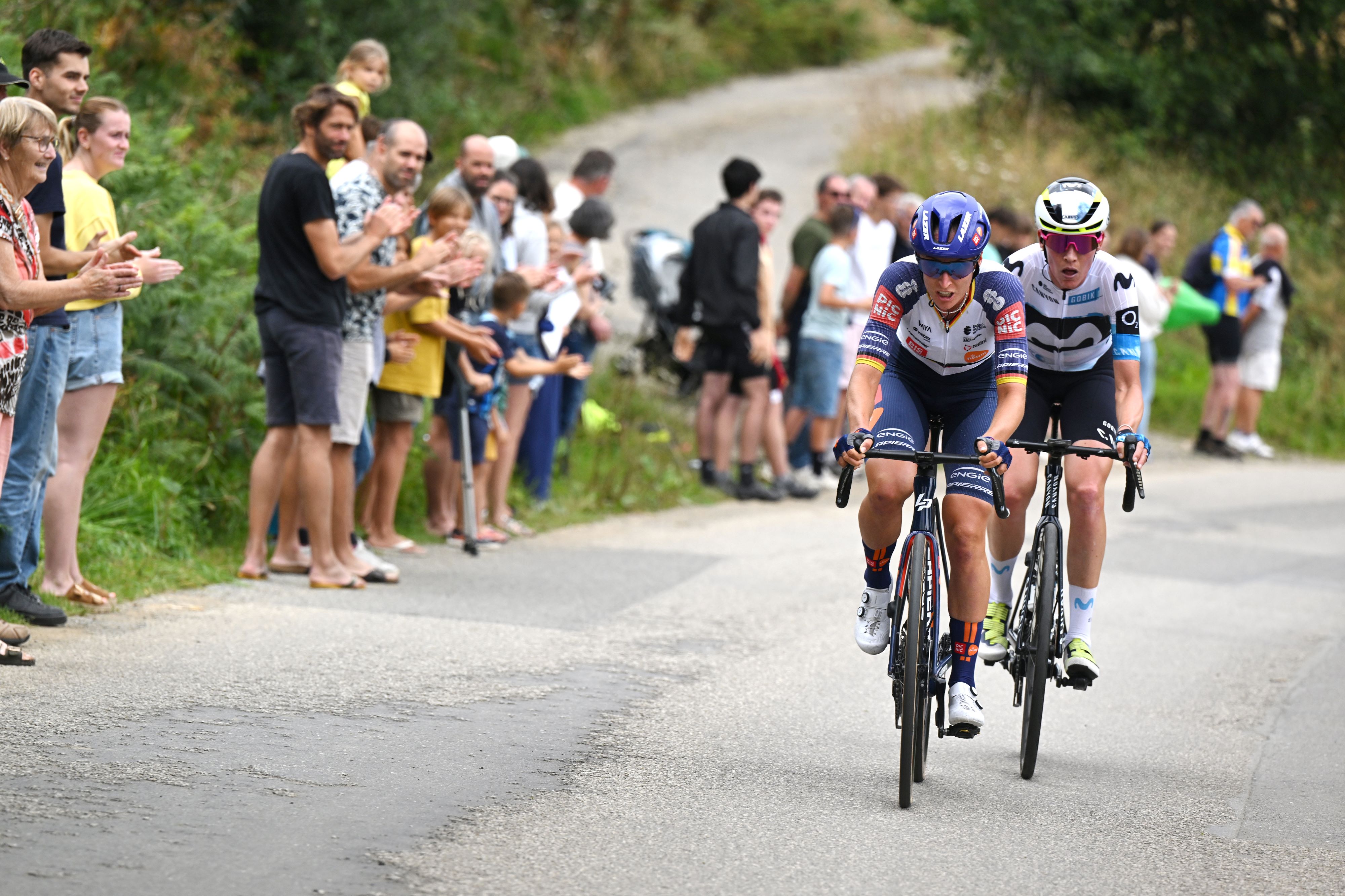 Breakaway on stage two of the Tour de France Femmes 2025.