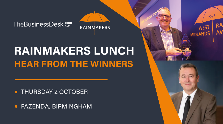 Rainmakers Lunch now open for bookings for the West Midlands corporate finance sector