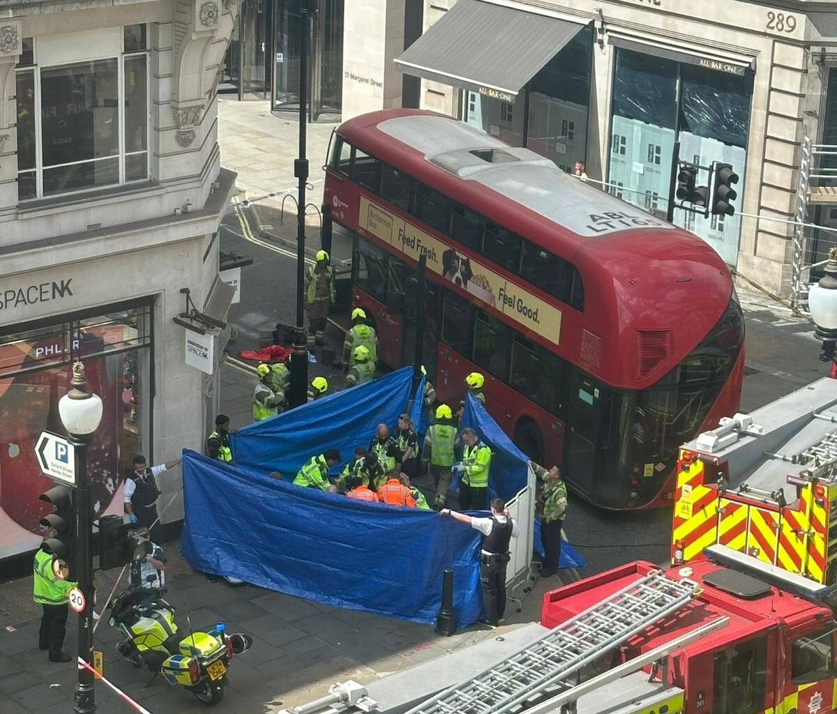 Regent Street crash: Fears pensioner 'could lose both legs' after being hit by bus in central London - London Evening Standard