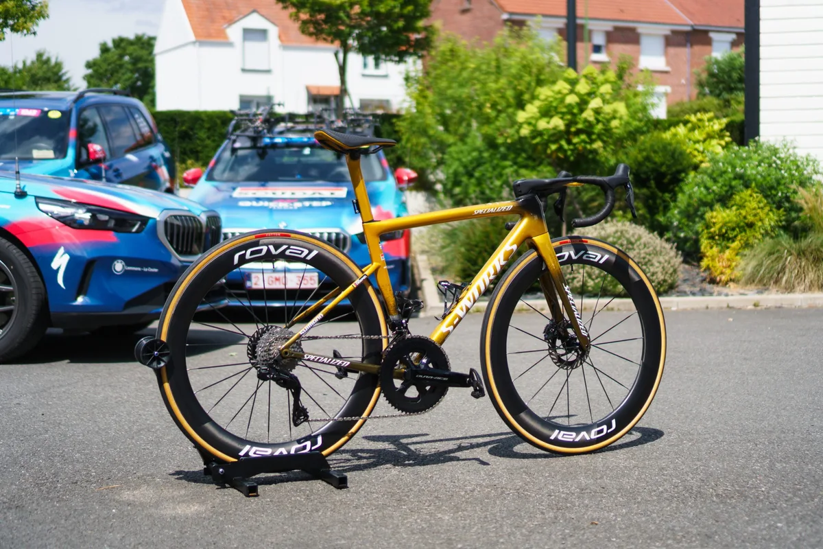 Remco Evenepoel's Specialized S-Works Tarmac SL8 at the 2025 Tour de France
