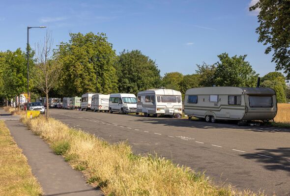 Row of caravans on Bristol downs