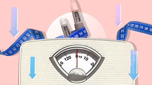 A cartoon style image of scales, jabs, and tape measure