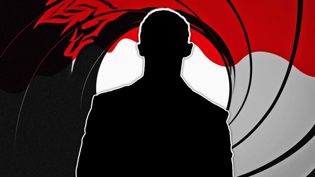 Silhouette of a man against a James Bond background