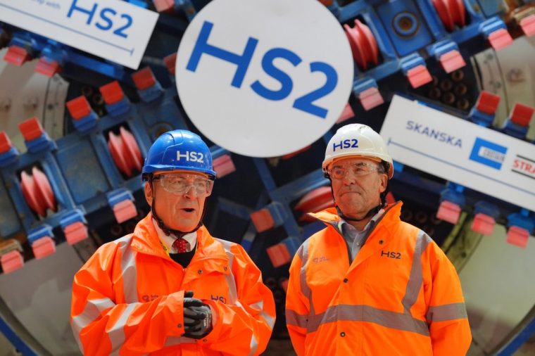 On his first day as HS2 CEO, Mark Wild (right) visits the Old Oak Common station box site alongside Rail Minister Lord Hendy (left) during preparations for completing the 4.5 mile HS2 tunnelling to London Euston. Picture date: Monday December 2, 2024. PA Photo. See PA story RAIL HS2. Photo credit should read: Jonathan Brady/PA Wire