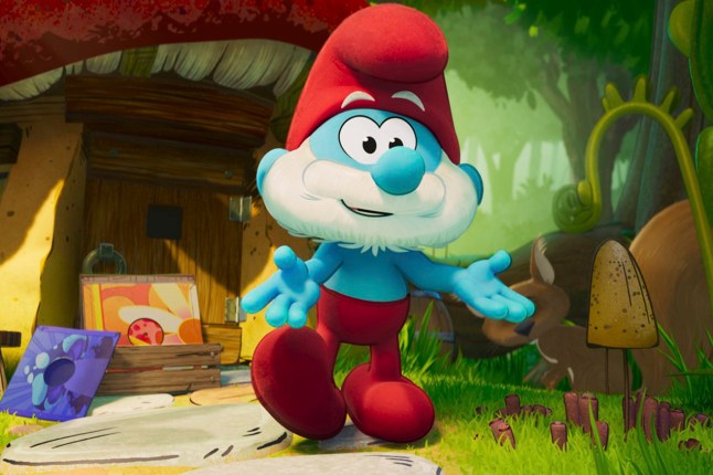 This image released by Paramount Animation shows Papa Smurf, voiced by John Goodman in the film 