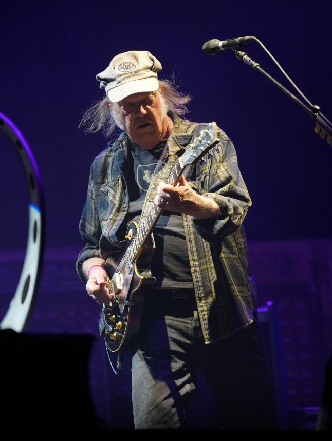 Neil Young performing on the Pyramid Stage during the Glastonbury Festival at Worthy Farm in Somerset. Picture date: Saturday June 28, 2025. PA Photo. Photo credit should read: Yui Mok/PA Wire