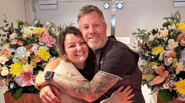 Debra Wright with husband Chris (Picture: Ashton Town FC)