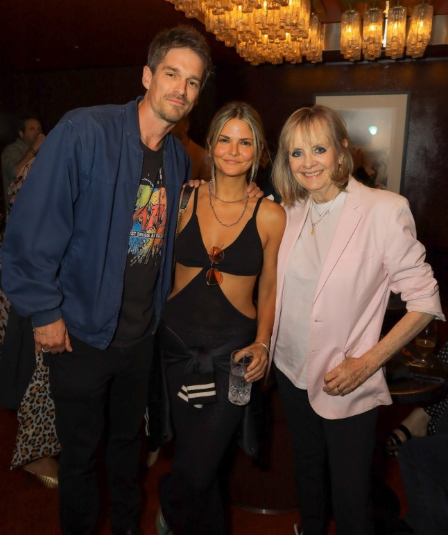 LONDON, ENGLAND - JULY 03: (L to R) Jesse Wood, Gemma Gregory and Twiggy aka Dame Lesley Lawson attend a VIP screening of 