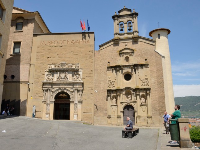 Pamplona, Spain - June 4, 2019: People in front of museum in Pamplona, Navarre, Spain.