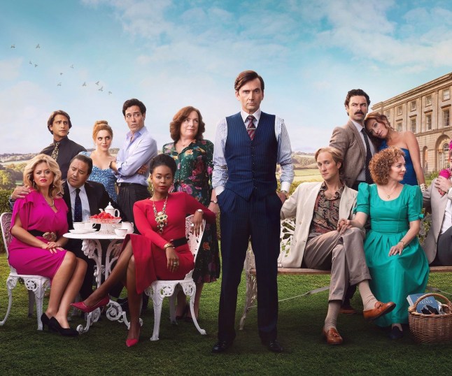 Rivals cast post for a promotional photo for the Disney Plus show.