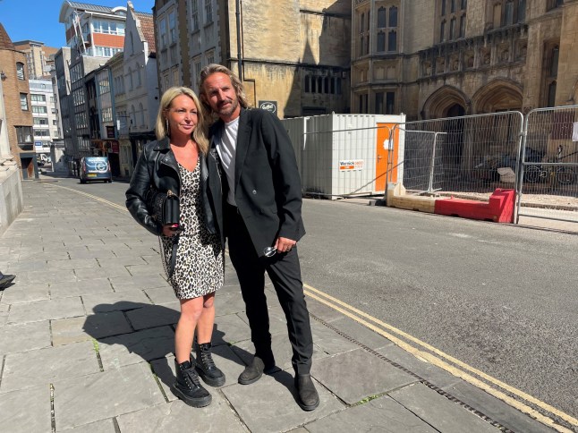 Nigel Adams, 45, poses for a photo with his partner Louise Payne outside Bristol Crown Court, where charges of assault occasioning actual bodily harm against him for assaulting her have been dropped by the court. The Rivals actor was detained by officers from Avon and Somerset Police at Berkeley Castle in Gloucestershire last month. Picture date: Monday July 7, 2025. PA Photo. Photo credit should read: Claire Hayhurst/PA Wire