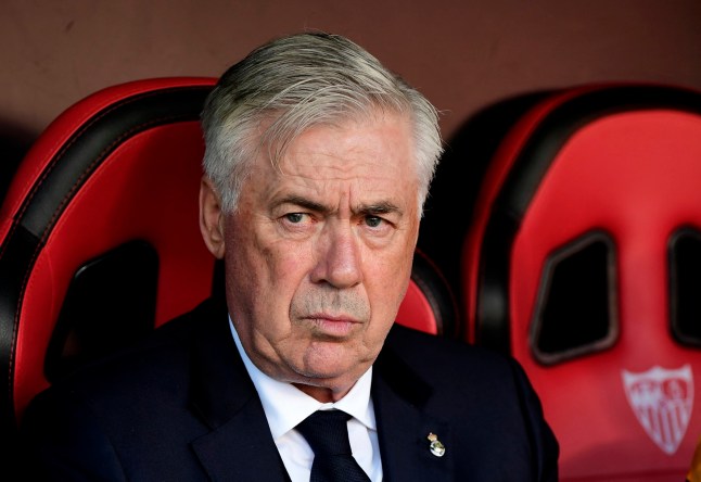 (FILES) Real Madrid's Italian coach Carlo Ancelotti is pictured before the Spanish league football match between Sevilla FC and Real Madrid CF at Ramon Sanchez Pizjuan Stadium in Seville on May 18, 2025. Real Madrid ex-coach Ancelotti gets year's jail for tax fraud in Spain according to court, AFP reports on July 9, 2025. (Photo by CRISTINA QUICLER / AFP) (Photo by CRISTINA QUICLER/AFP via Getty Images)