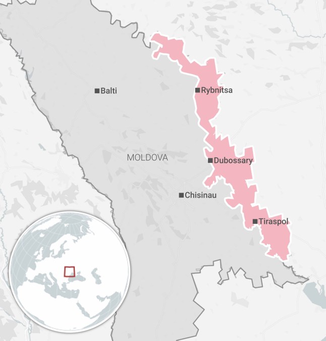 A map showing Transnistria, a breakaway region of Moldova