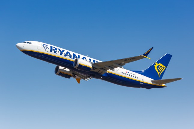 Bergamo, Italy - March 23, 2022: Ryanair Boeing 737-8-200 MAX airplane at Bergamo airport (BGY) in Italy.; Shutterstock ID 2152426357; purchase_order: -; job: -; client: -; other: -
