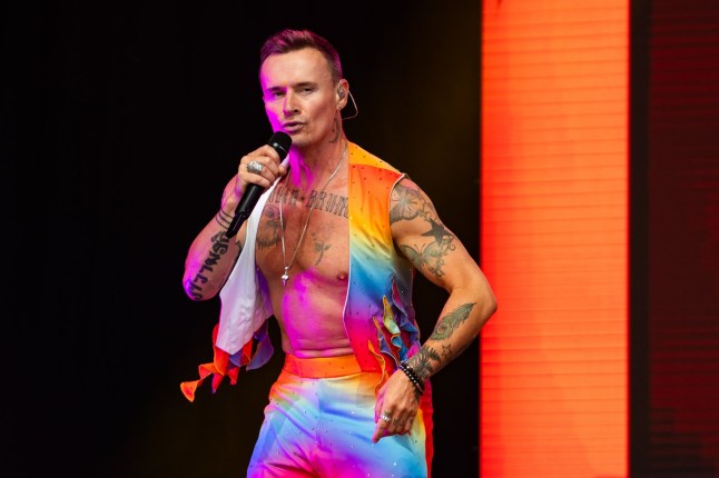 BRIGHTON, ENGLAND - AUGUST 04: Jon Lee of S Club performs on stage during 
