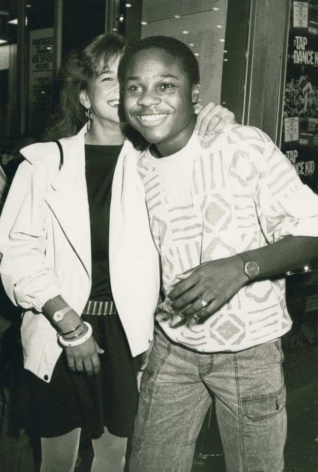 Actor Malcolm-Jamal Warner and date attending the opening of 'The Tap Dance Kid' on September 20, 1985 at the Pantages Theater in Hollywood, California. (Photo by Ron Galella/Ron Galella Collection via Getty Images)