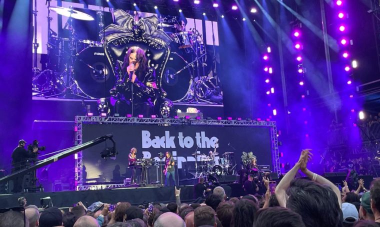 Ozzy Osbourne is seen on a screen as he performs at the Black Sabbath's farewell show titled "Back to the Beginning", at Villa Park in Birmingham, Britain, July 5, 2025. REUTERS/Sachin Ravikumar