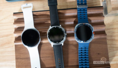 Samsung Galaxy Watch 8 and Galaxy Watch 8 Classic and Galaxy Watch Ultra flat on table