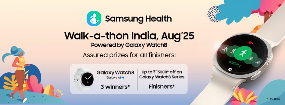 samsung walk-a-thon india august 2025 get galaxy watch 8 for free or get inr 15,000 off on it
