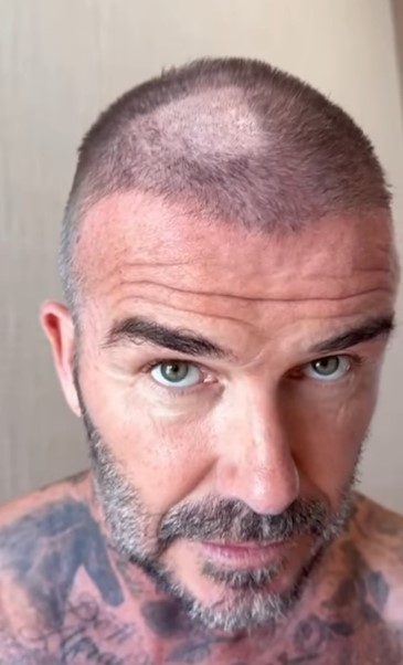 Beckham's attempt at doing his own haircut didn't go to plan
