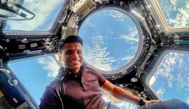 Shubhanshu Shukla enjoys a panoramic view of Earth from the 7 windowed Cupola Module of International Space Station