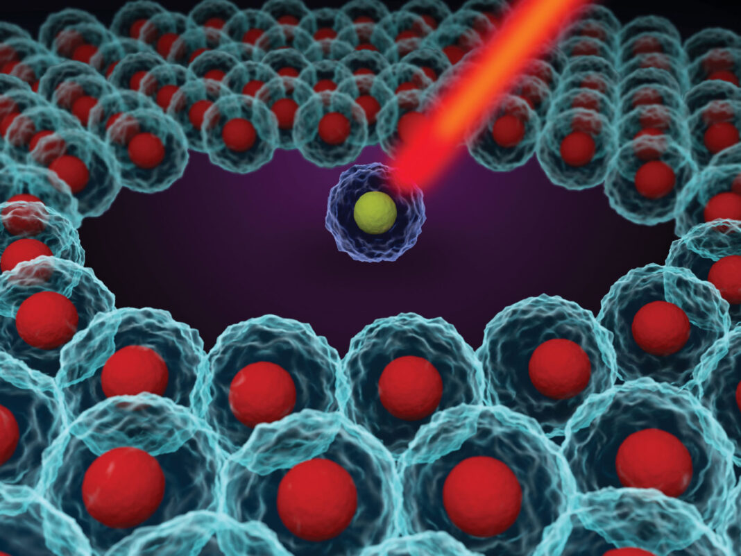 Array of a single cell standing out among single cells