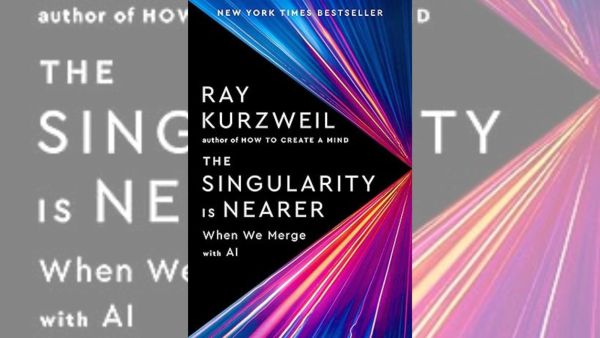 The cover of the book The Singularity Is Nearer where author Ray Kurzweil updates his decade old prediction that computers would reach human-level intelligence by 2029. 