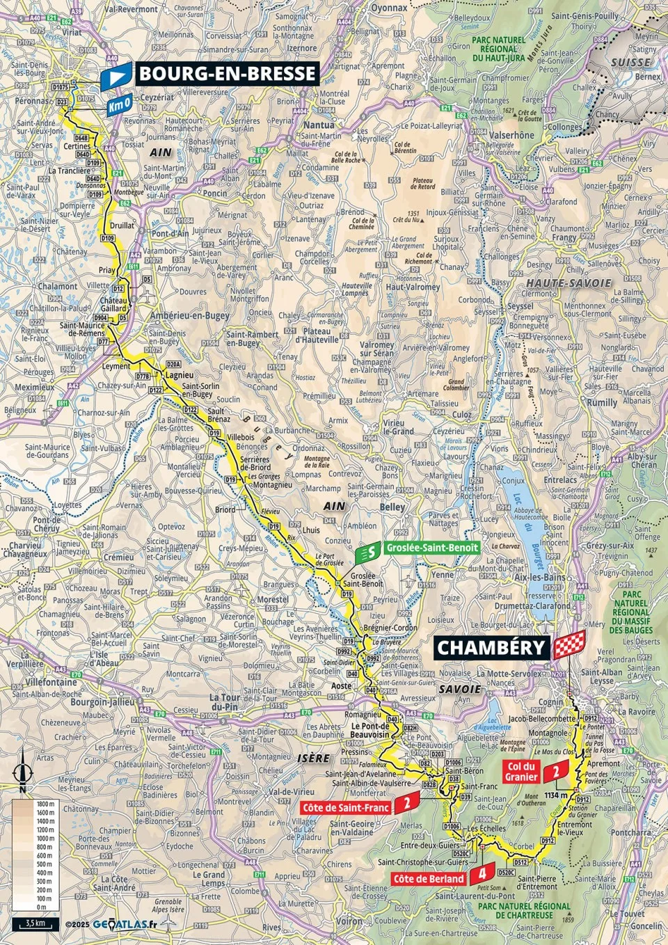 TdeF Femmes Stage 7 - Map / Bourg-en-Bresse > Chambéry