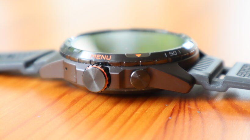 The TicWatch Atlas features a large rotating crown and a push button