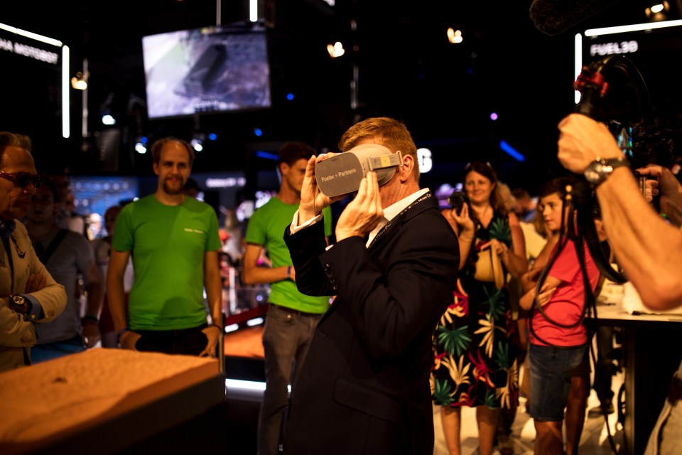 Man using a VR headset at an event.