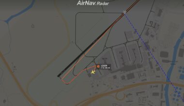 easyJet flight U2609 parked on remote area of Glasgow Airport