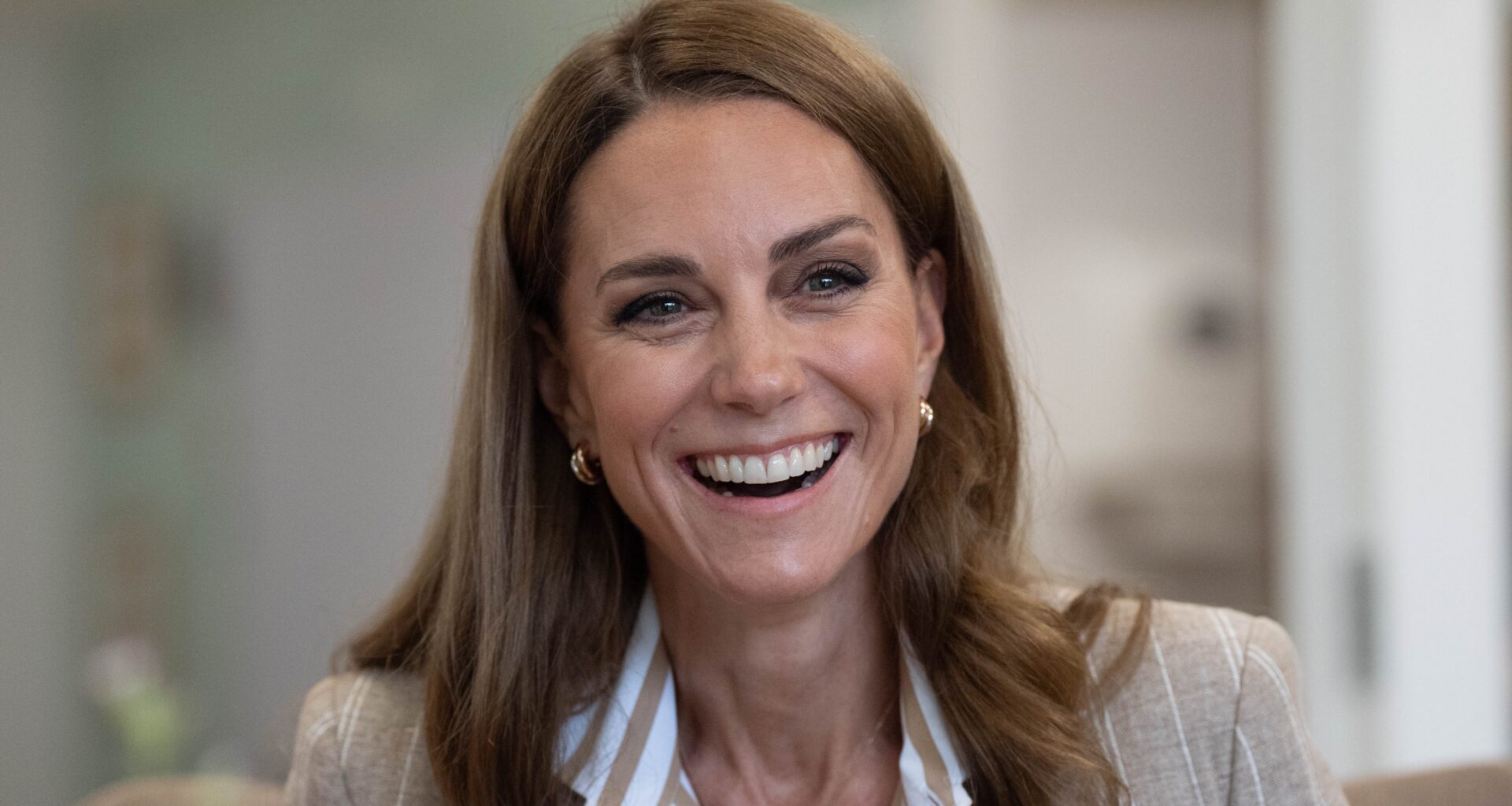 Catherine, Princess of Wales smiles during a visit to the RHS's Wellbeing Garden at Colchester Hospital on July 2, 2025