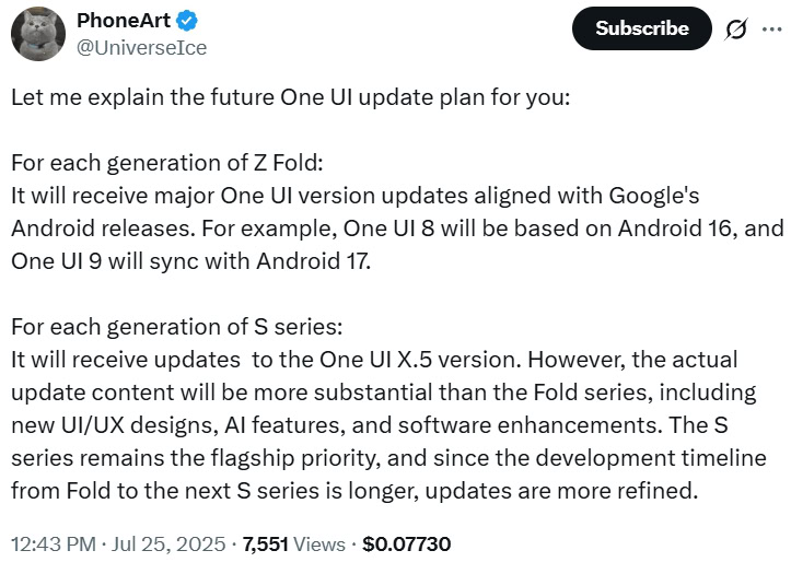 UniverseIce on Samsung's One UI update strategy