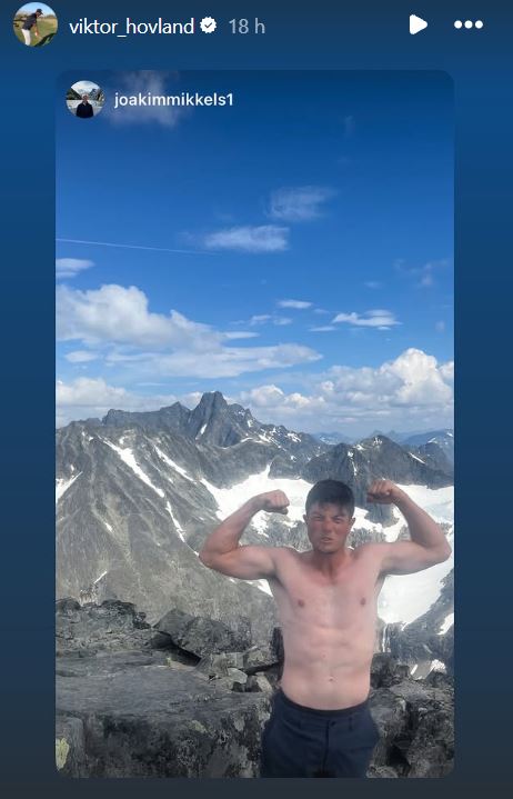 Hovland showed he had packed on some muscle when sharing an image of his current progress