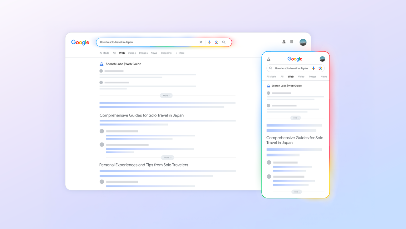 An experimental AI-organized search results page