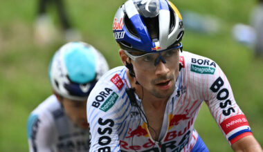 Red Bull - BORA - hansgrohe team's Slovenian rider Primoz Roglic cycles in the ascent of Col du Pre during the 19th stage of the 112th edition of the Tour de France cycling race, 93.1 km between Albertville and La Plagne, in the French Alps, on July 25, 2025. The 19th stage of the Tour de France was shorted from its initial 129.9 km route, bypassing the Col des Saisies where an outbreak of nodular dermatitis in a herd of cattle was discovered, prompting organizers to modify the race route. (Photo by Marco BERTORELLO / AFP) (Photo by MARCO BERTORELLO/AFP via Getty Images)