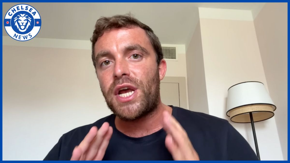 Fabrizio Romano speak with a Chelsea News logo.