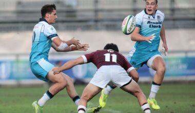 Scotland's Matthew Urwin and Kerr Yule attempt to open up Georgia's defence. Image: World Rugby