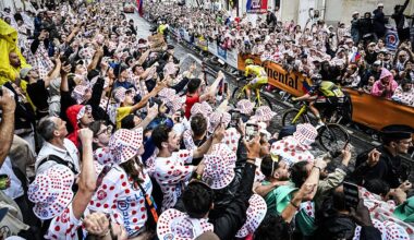 Slovenian Tadej Pogacar of UAE Team Emirates and Belgian Wout van Aert of Team Visma-Lease a Bike pictured in action on the Montmartre climb during stage 21 of the 2025 Tour de France cycling race, from Mantes-la-Ville to Paris (120km), on Sunday 27 July 2025 in France. The 112th edition of the Tour de France starts on Saturday 5 July in Lille, France, and will finish in Paris, France on the 27th of July. BELGA PHOTO JASPER JACOBS (Photo by JASPER JACOBS / BELGA MAG / Belga via AFP)