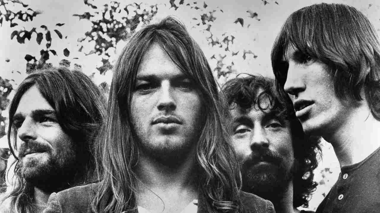 Pink Floyd posing for a photograph in 1973