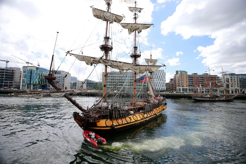 The Shtandart, a replica of a historic Russian navy ship, in Dublin. Photograph: Nick Bradshaw