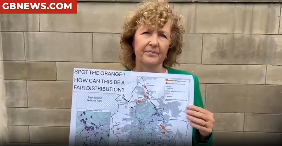 A map shown by a protestor