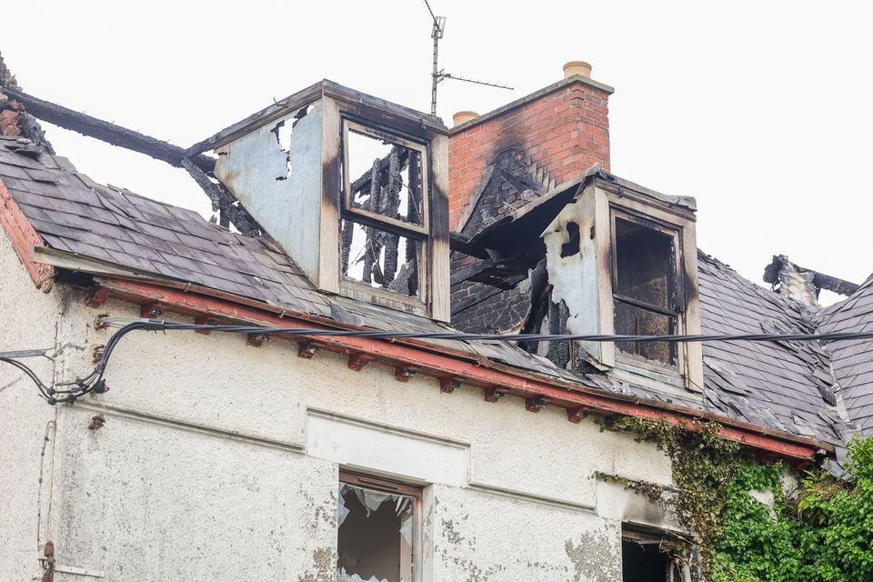 The scene on Windsor Avenue in Lurgan, Co Armagh, where police are investigating an overnight arson attack on a property. (Pic: PressEye)
