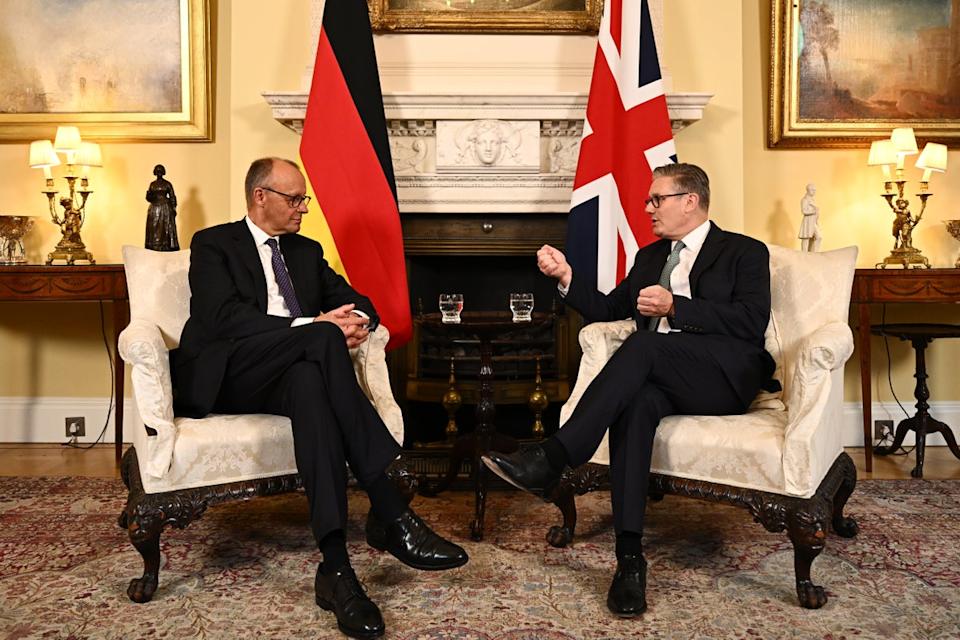Friedrich Merz and Keir Starmer in No 10 on Thursday (PA)