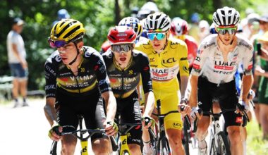 Tadej Pogacar and Jonas Vingegaard at the 2025 Tour de France