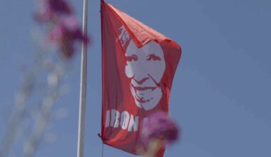 An Anne Williams flag flies at the annual memorial golf day in her name