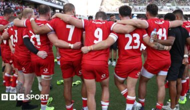 Wales player huddle
